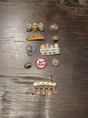 Children's Teacher-themed Pin Set in Gold Tone